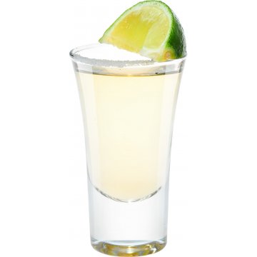 Golden tequila with lime and salt